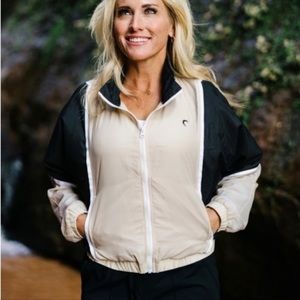 ZYIA Black and Tan Block Zipper Jacket (NWT; XL)